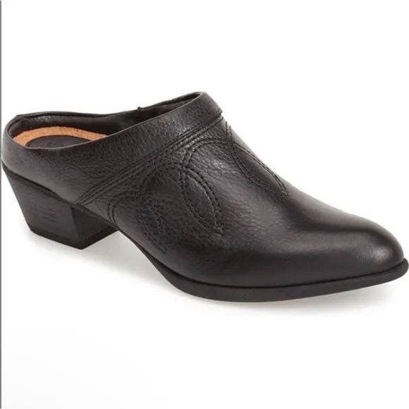 ARIAT Dalton Slip On Mule Leather Western Clogs Black Heel Stitching Design Sz 9