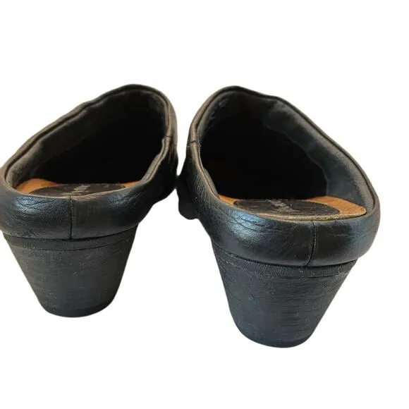 ARIAT Dalton Slip On Mule Leather Western Clogs Black Heel Stitching Design Sz 9