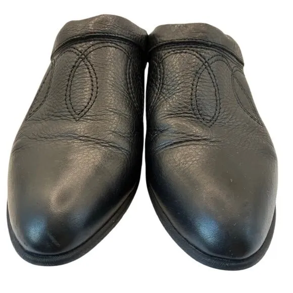 ARIAT Dalton Slip On Mule Leather Western Clogs Black Heel Stitching Design Sz 9
