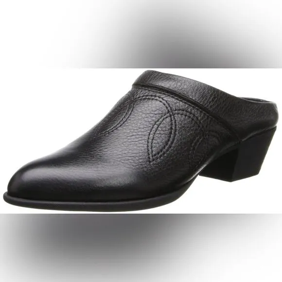 ARIAT Dalton Slip On Mule Leather Western Clogs Black Heel Stitching Design Sz 9