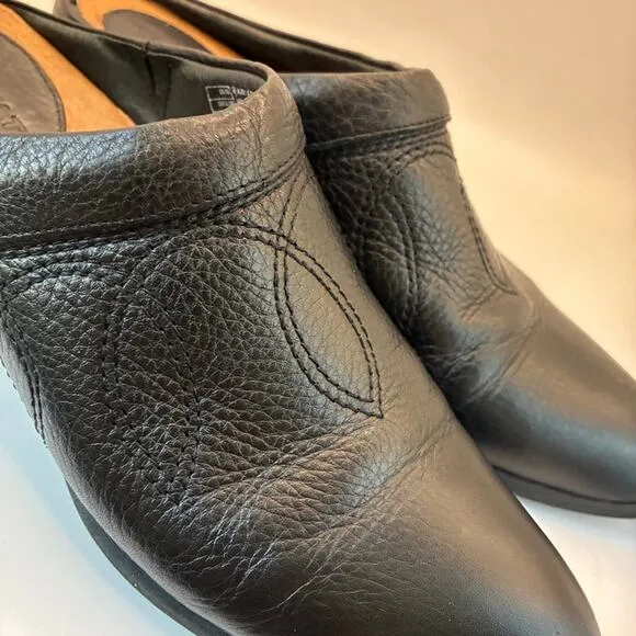 ARIAT Dalton Slip On Mule Leather Western Clogs Black Heel Stitching Design Sz 9