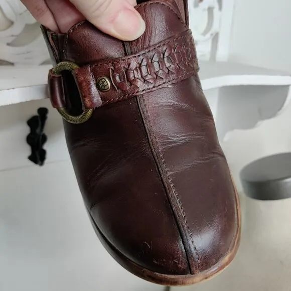 Ariat Shasta Brown Leather Slip On Harness Clogs Size 8.5