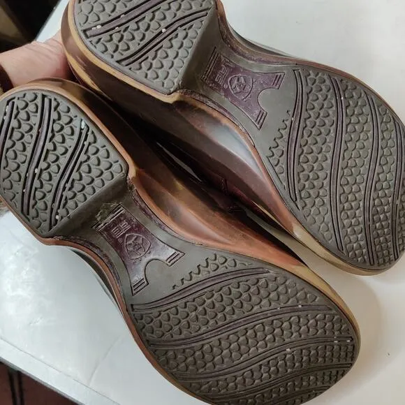 Ariat Shasta Brown Leather Slip On Harness Clogs Size 8.5
