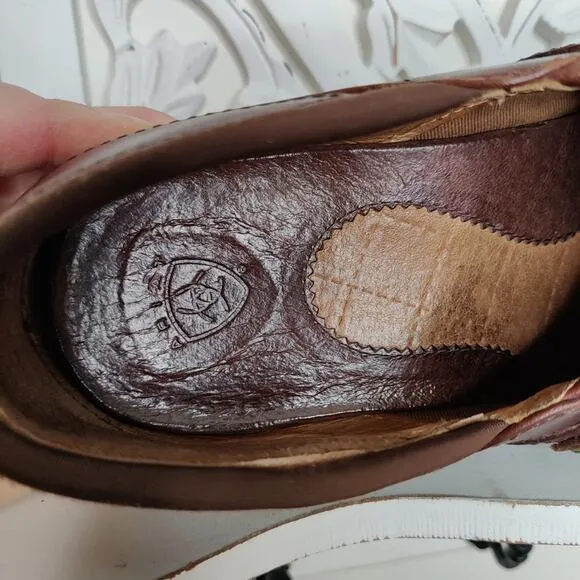 Ariat Shasta Brown Leather Slip On Harness Clogs Size 8.5