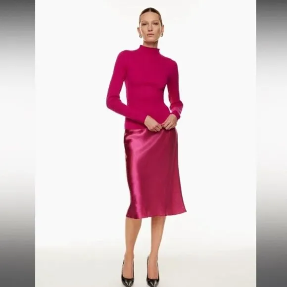 Aritzia Babaton Slip Satin Midi Skirt Pink Size 12