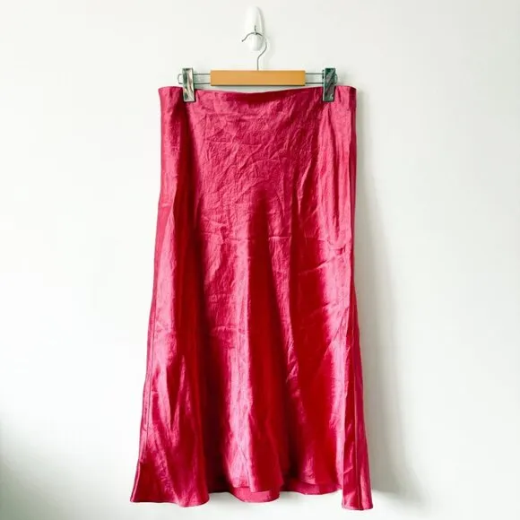 Aritzia Babaton Slip Satin Midi Skirt Pink Size 12