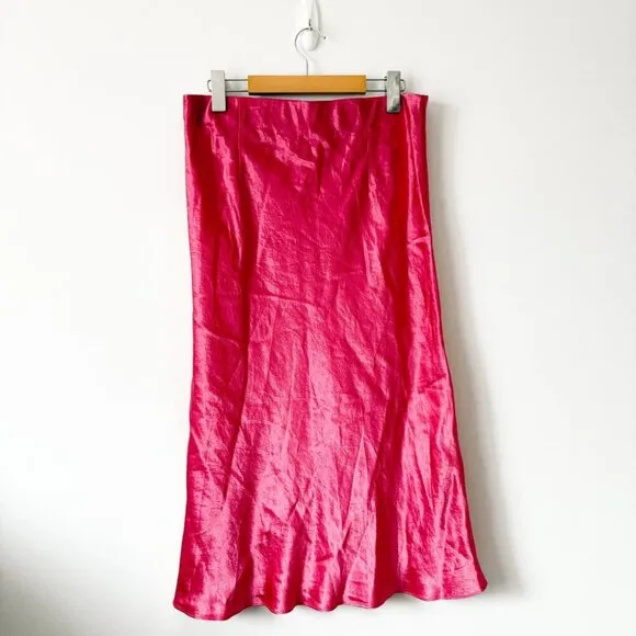 Aritzia Babaton Slip Satin Midi Skirt Pink Size 12