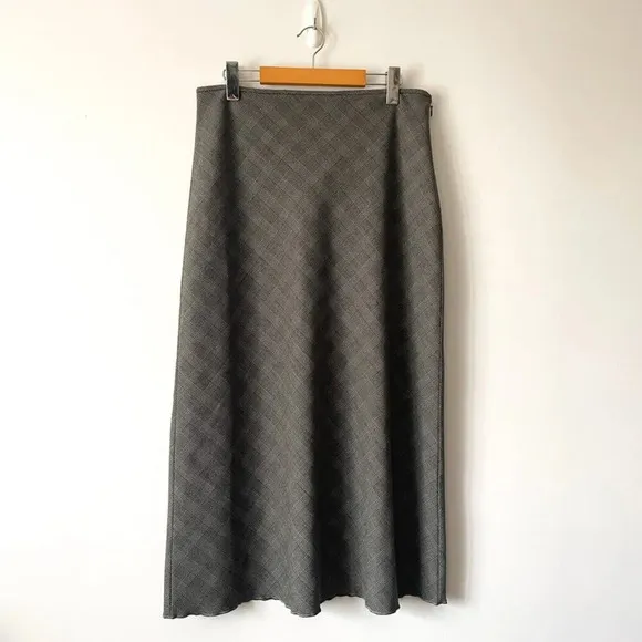 Aritzia Wilfred Devotion Twill Maxi Slip Skirt Lyle White/Black Check Size 10