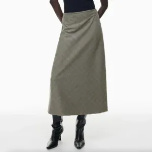 Aritzia Wilfred Devotion Twill Maxi Slip Skirt Lyle White/Black Check Size 10