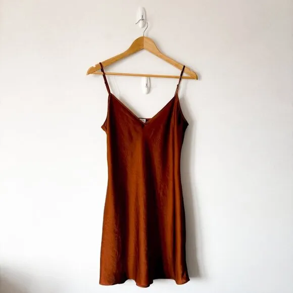 Aritzia Wilfred Mini Only Slip Dress Rustwood Terracotta Size Medium