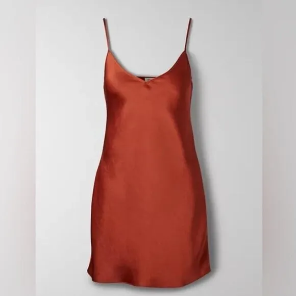Aritzia Wilfred Mini Only Slip Dress Rustwood Terracotta Size Medium