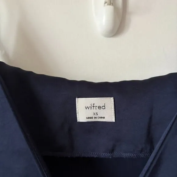 Aritzia Wilfred Only Slit Slip Midi Dress Classic Navy Blue Size XS
