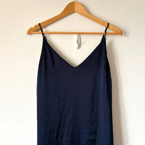 Aritzia Wilfred Only Slit Slip Midi Dress Classic Navy Blue Size XS