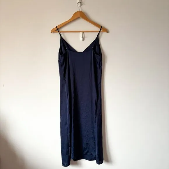Aritzia Wilfred Only Slit Slip Midi Dress Classic Navy Blue Size XS