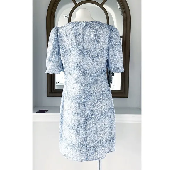 AS by DF Ischia Print Dress w/Puff Sleeves in Blue, Size M New w/Tag Retail $288