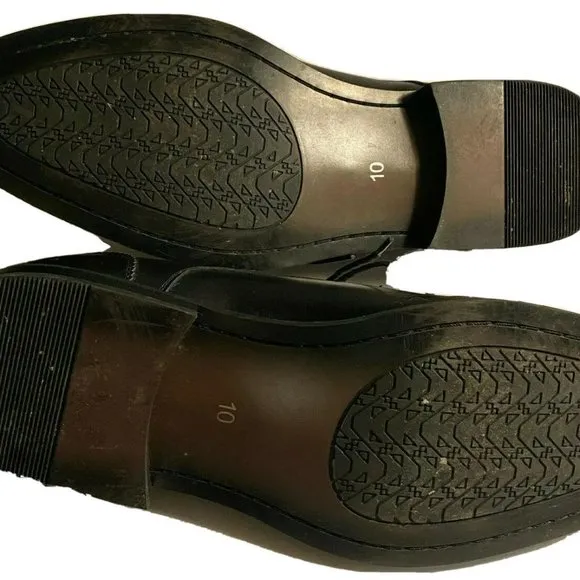 ASHER GREEN Mens Size 10 Black Leather Cap Toe Lace Up Oxfords Dress Shoes Work