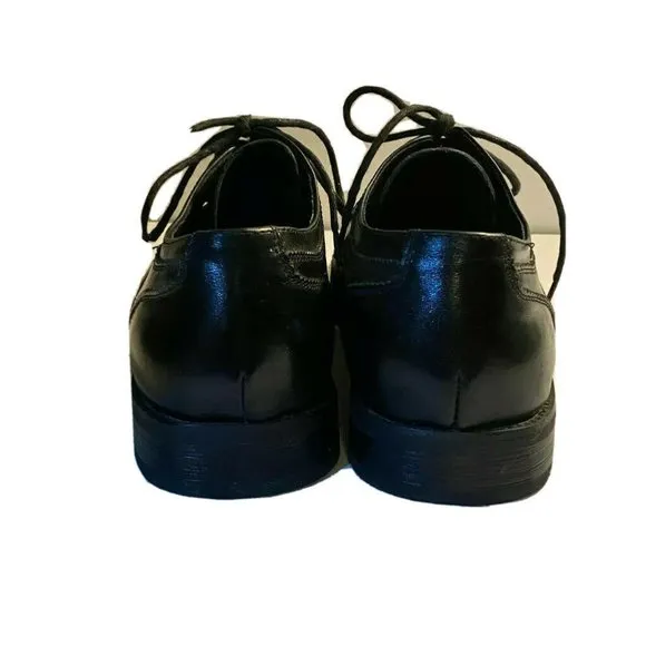ASHER GREEN Mens Size 10 Black Leather Cap Toe Lace Up Oxfords Dress Shoes Work