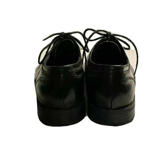 ASHER GREEN Mens Size 10 Black Leather Cap Toe Lace Up Oxfords Dress Shoes Work