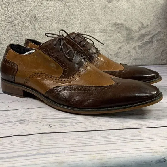 Asher Green Wingtip Oxfords Brown‎ Leather Lace Up Dress Shoes Men's 14