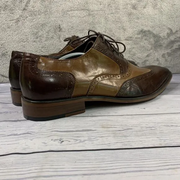 Asher Green Wingtip Oxfords Brown‎ Leather Lace Up Dress Shoes Men's 14