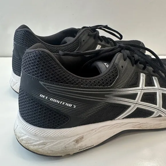 Asics Gel-Contend 5 Running Shoes Athletic Comfort Black Silver Mens US 15