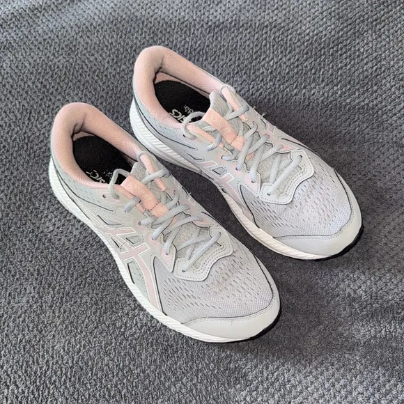 ASICS Gel-Contend 8 Running Shoes Gray Blush Pink Lightweight Comfort Sneakers 9