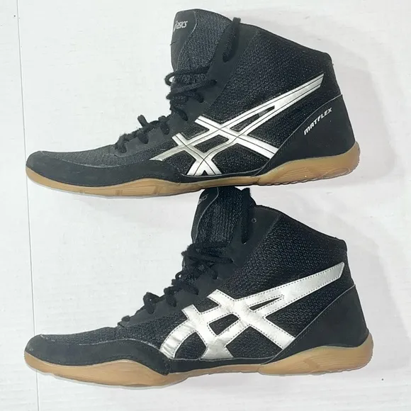 ASICS Matflex 7 Wrestling Shoes Men’s 13 Black Silver MMA Athletic Sportswear