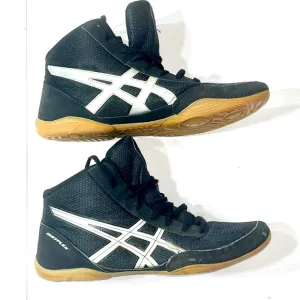 ASICS Matflex 7 Wrestling Shoes Men’s 13 Black Silver MMA Athletic Sportswear