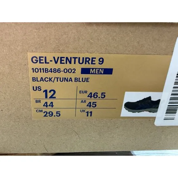 ASICS MEN'S GEL-VENTURE 9 RUNNING SHOES SNEAKERS BLACK TUNA BLUE SIZE 12