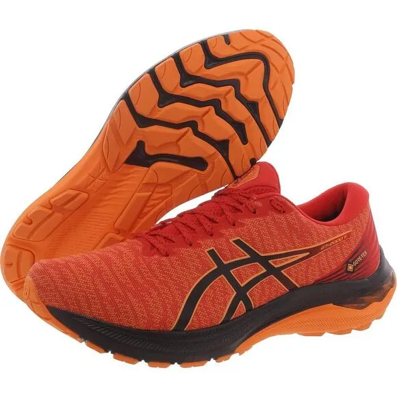 Asics Mens Orange Knit Performance Running &amp; Training Shoes Sneakers NWOB