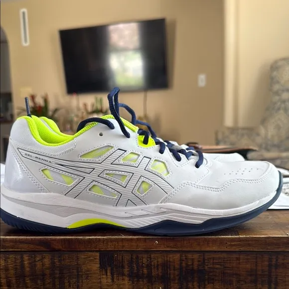 Asics White and Green Athletic Shoes for Performance