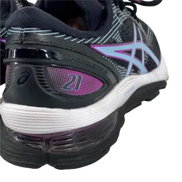 Asics Womens Gel Nimbus 21 Running Shoes Multicolor 1012A551 Lace Up Mesh 7M
