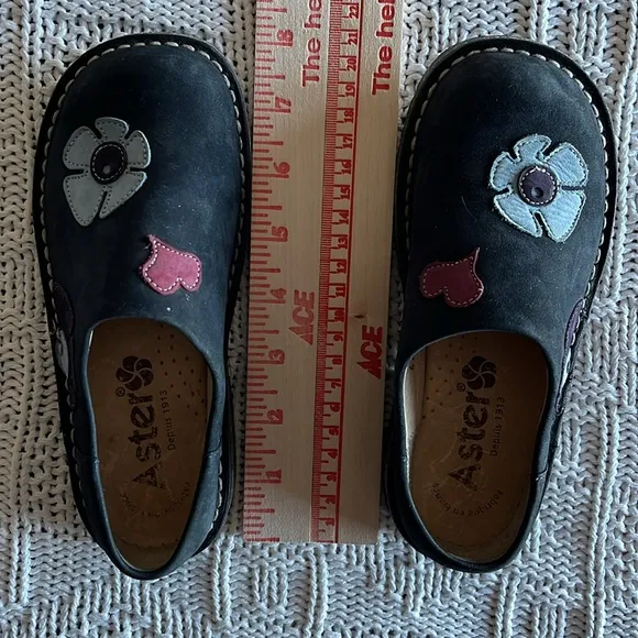 ASTER Dupuis 1913 European Children's Black Floral Slip-On Shoes Clogs Mules