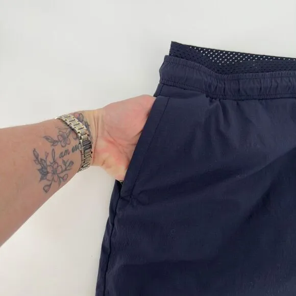 Athleta Trekkie Crest Skort 10 Tall Navy Blue Drawstring Stretch Hiking Skirt