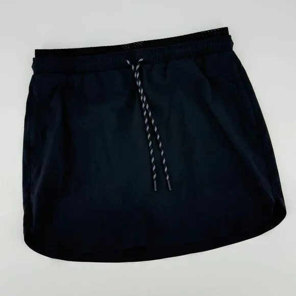 Athleta Trekkie Crest Skort 10 Tall Navy Blue Drawstring Stretch Hiking Skirt