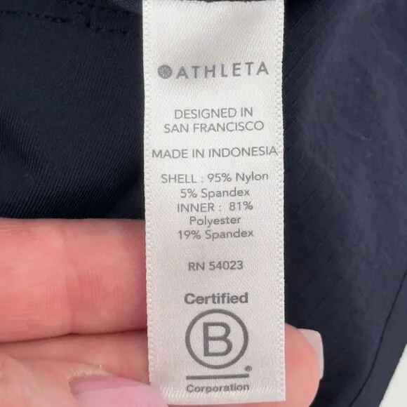 Athleta Trekkie Crest Skort 10 Tall Navy Blue Drawstring Stretch Hiking Skirt