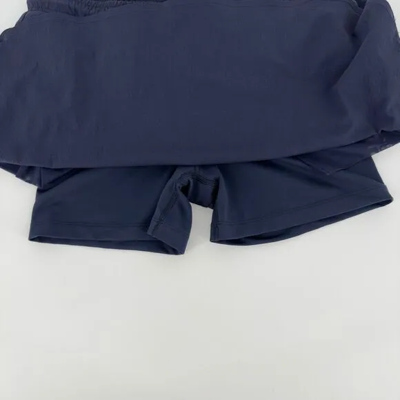 Athleta Trekkie Crest Skort 10 Tall Navy Blue Drawstring Stretch Hiking Skirt