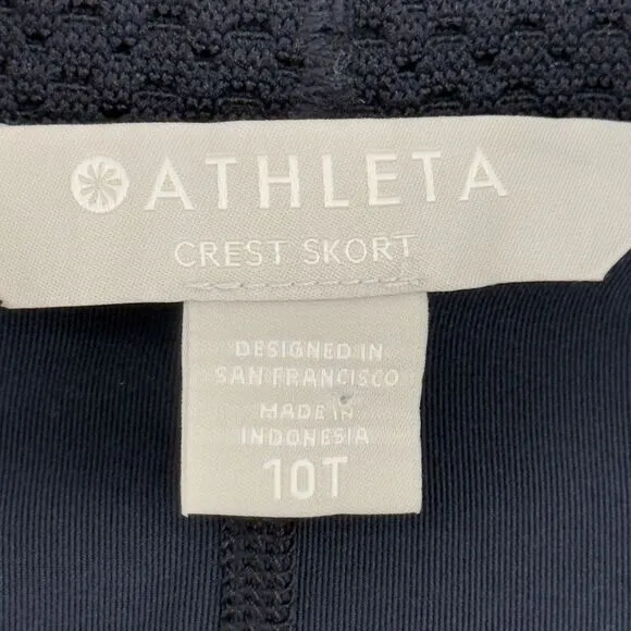 Athleta Trekkie Crest Skort 10 Tall Navy Blue Drawstring Stretch Hiking Skirt