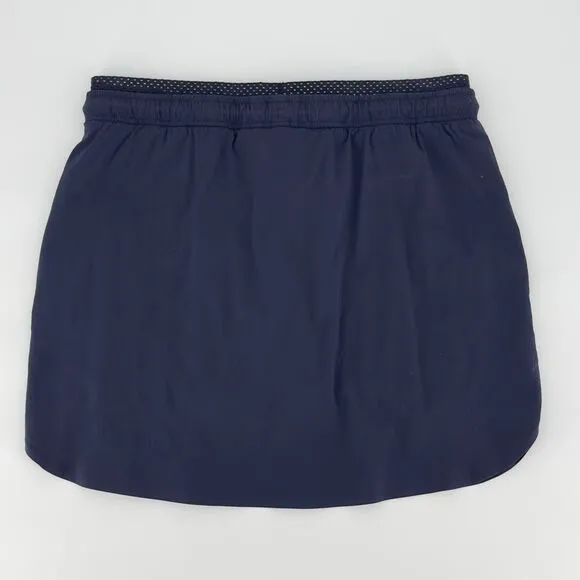 Athleta Trekkie Crest Skort 10 Tall Navy Blue Drawstring Stretch Hiking Skirt
