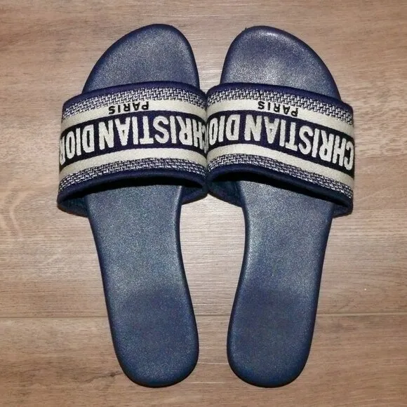 AUTHENTIC Christian Dior Dway Slides – Navy Blue, Size 36