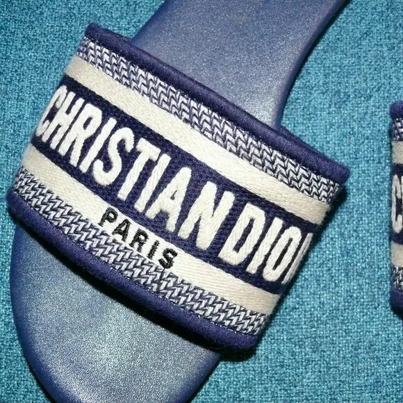 AUTHENTIC Christian Dior Dway Slides – Navy Blue, Size 36