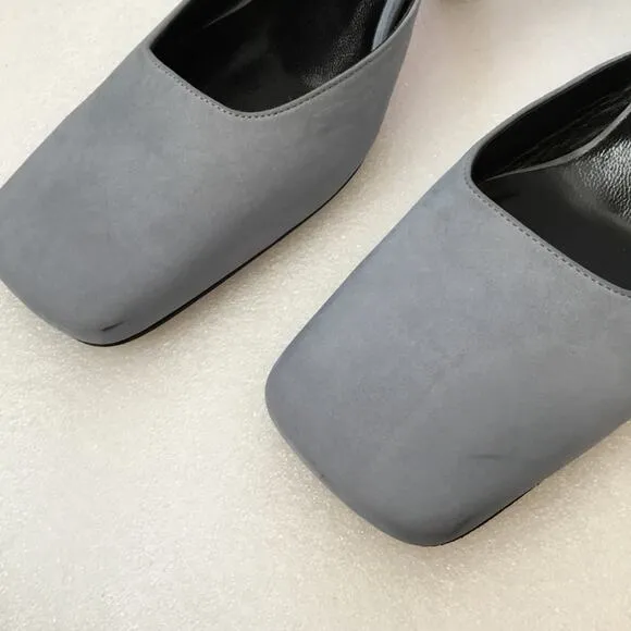 Authentic Fendi Blue Square-Toe Slingback Heels