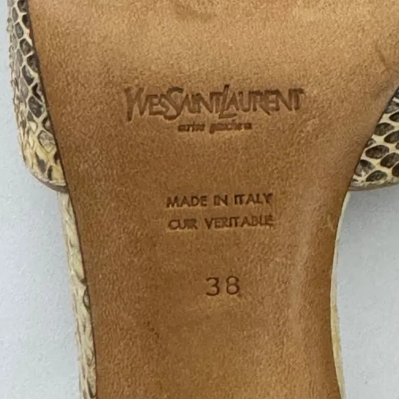 Authentic Yves Saint Laurent Rive Gauche Snakeskin Slingback Heels Size 38/9.5
