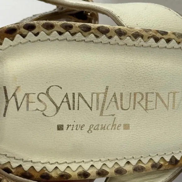 Authentic Yves Saint Laurent Rive Gauche Snakeskin Slingback Heels Size 38/9.5