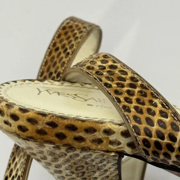 Authentic Yves Saint Laurent Rive Gauche Snakeskin Slingback Heels Size 38/9.5