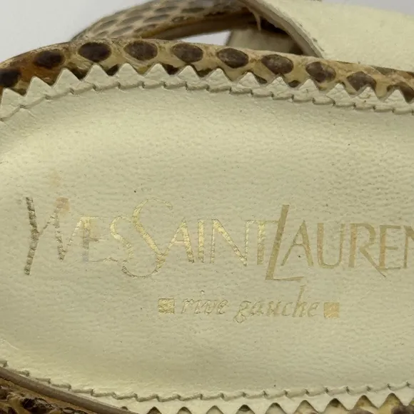Authentic Yves Saint Laurent Rive Gauche Snakeskin Slingback Heels Size 38/9.5