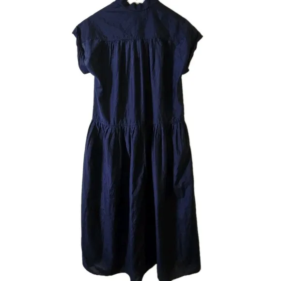 AYR The Sway Dress In Navy Blue With Slip Cotton Silk Blend Small