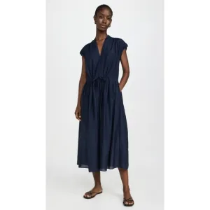 AYR The Sway Dress In Navy Blue With Slip Cotton Silk Blend Small
