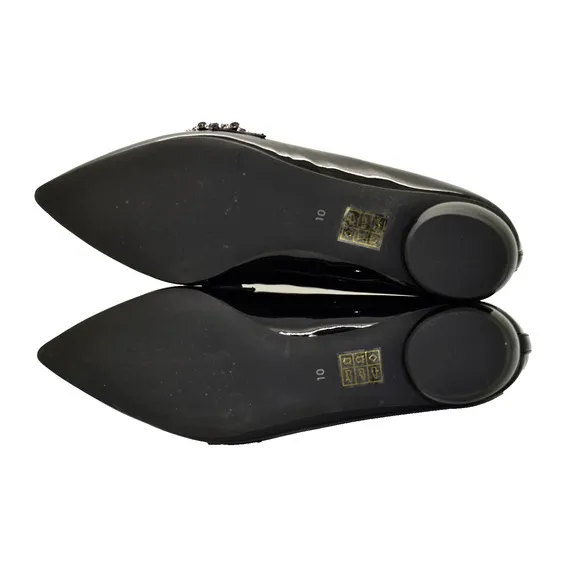 B0 NEW JEFFREY CAMPBELL Black Patent Jeweled Buckle Viona Loafers Shoes Size 10
