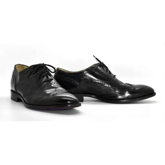 B8 Auth PAUL SMITH Black Leather Wingtip Brogues Oxfords Size UK 8 EU 42